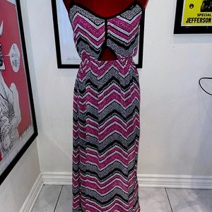“Material Girl” black, white and pink dress